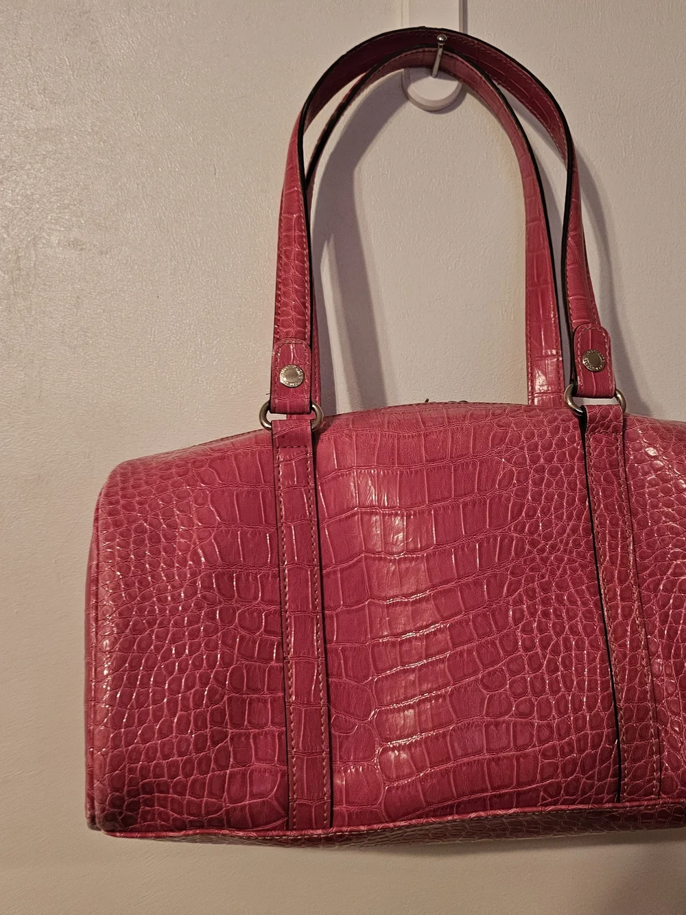 Liz Claiborne Women's Croc-Embossed Pink Satchel Bag